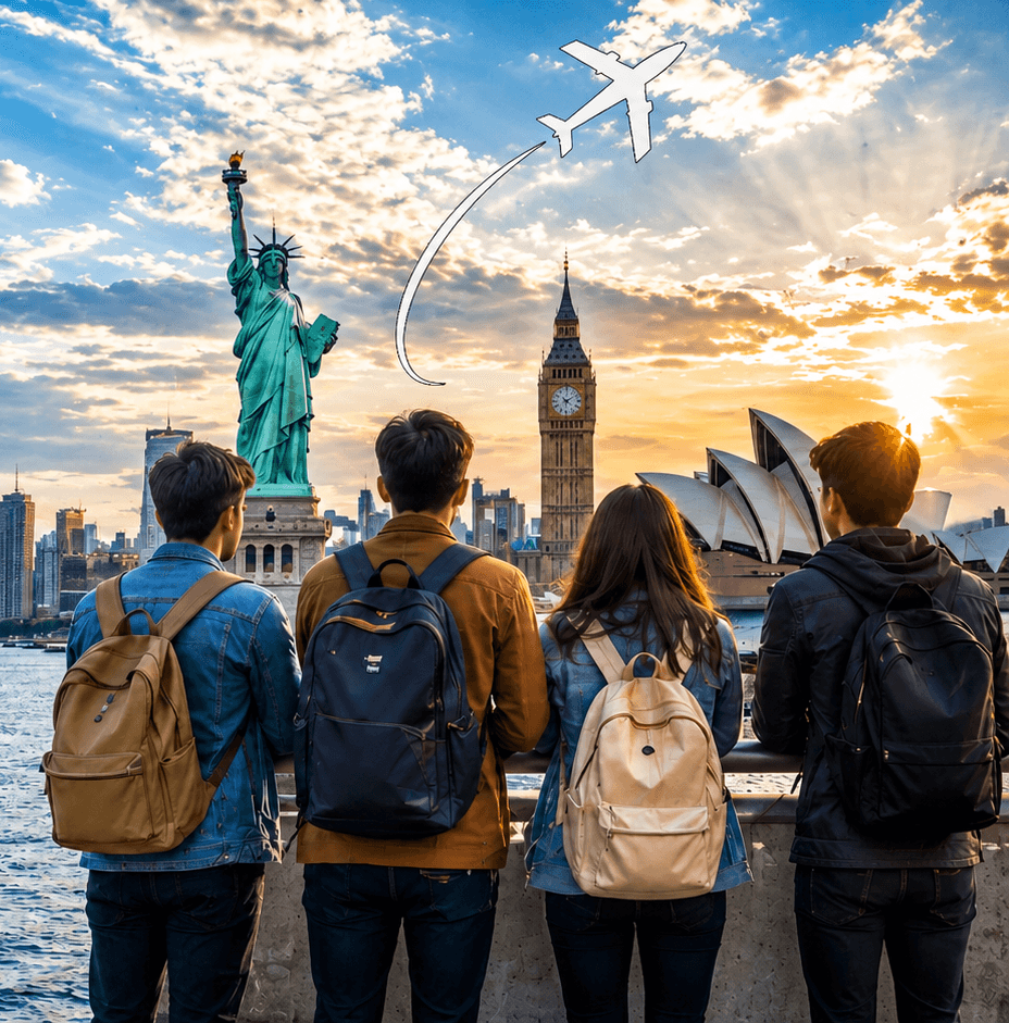 Student looking toward global study destinations